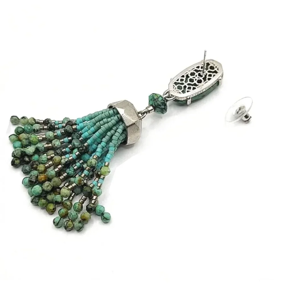Kendra Scott Dove Statement Earrings in African Turquoise NWOT